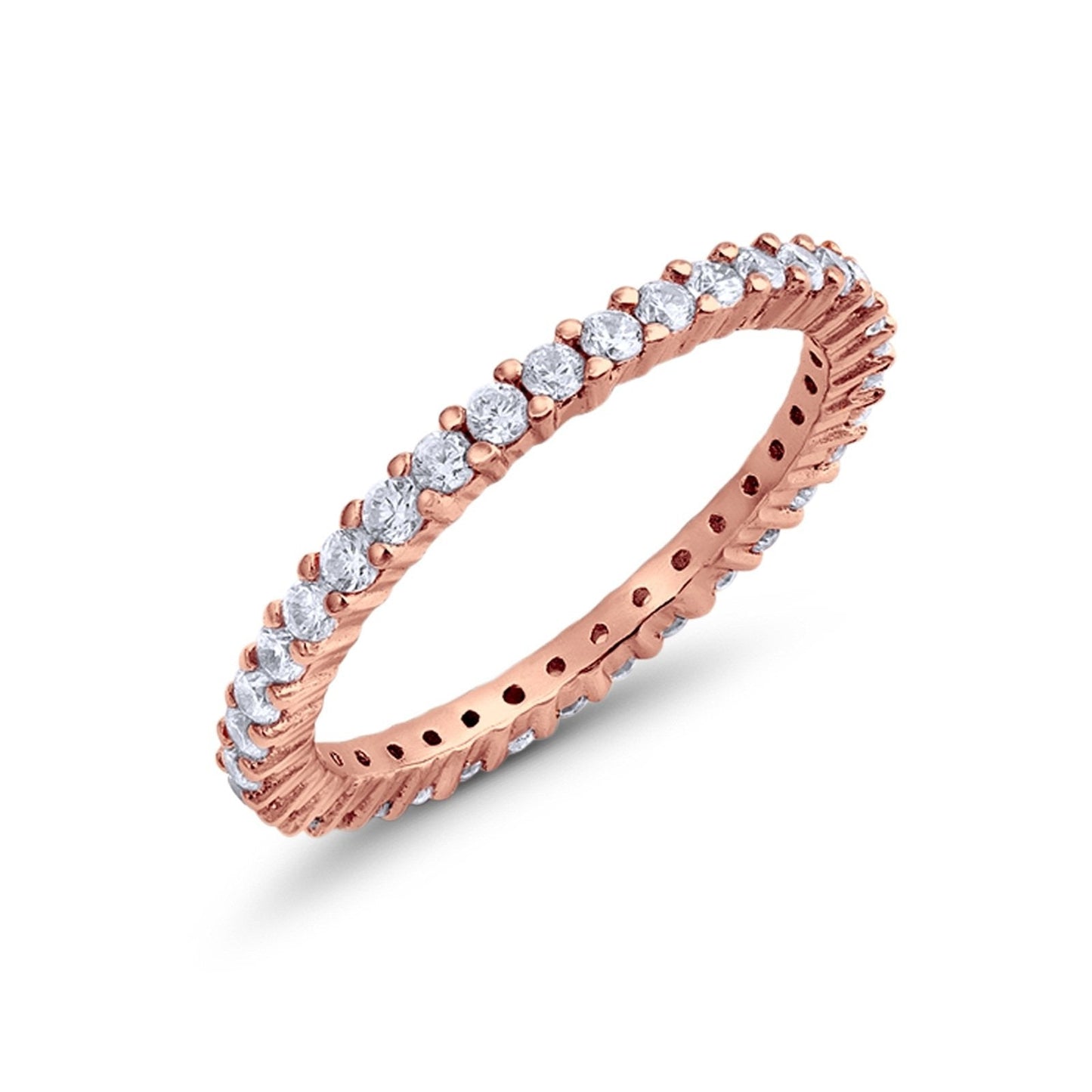 Full Eternity Wedding  Round Rose Tone, Simulated Cubic Zirconia Ring