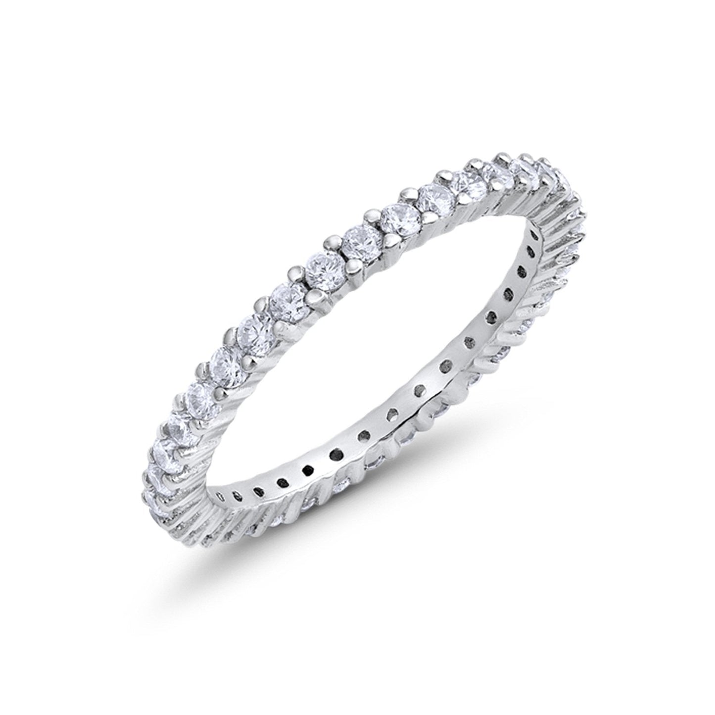 Full Eternity Wedding Band Round Simulated CZ Ring