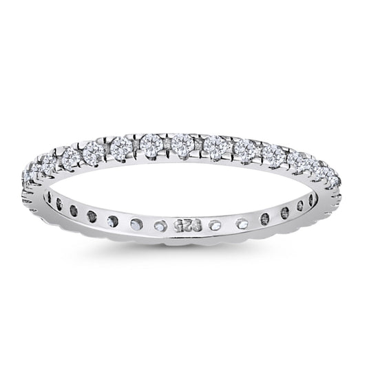 Stackable Ring Round Eternity Simulated Cubic Zirconia