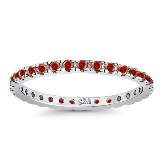 Stackable Ring Round Eternity Simulated Garnet CZ