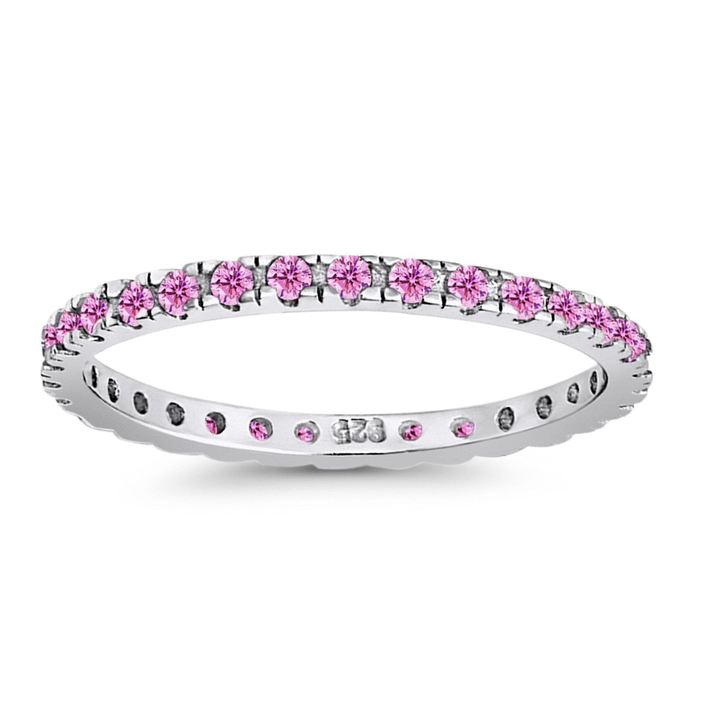 Stackable Ring Round Eternity Simulated Pink CZ