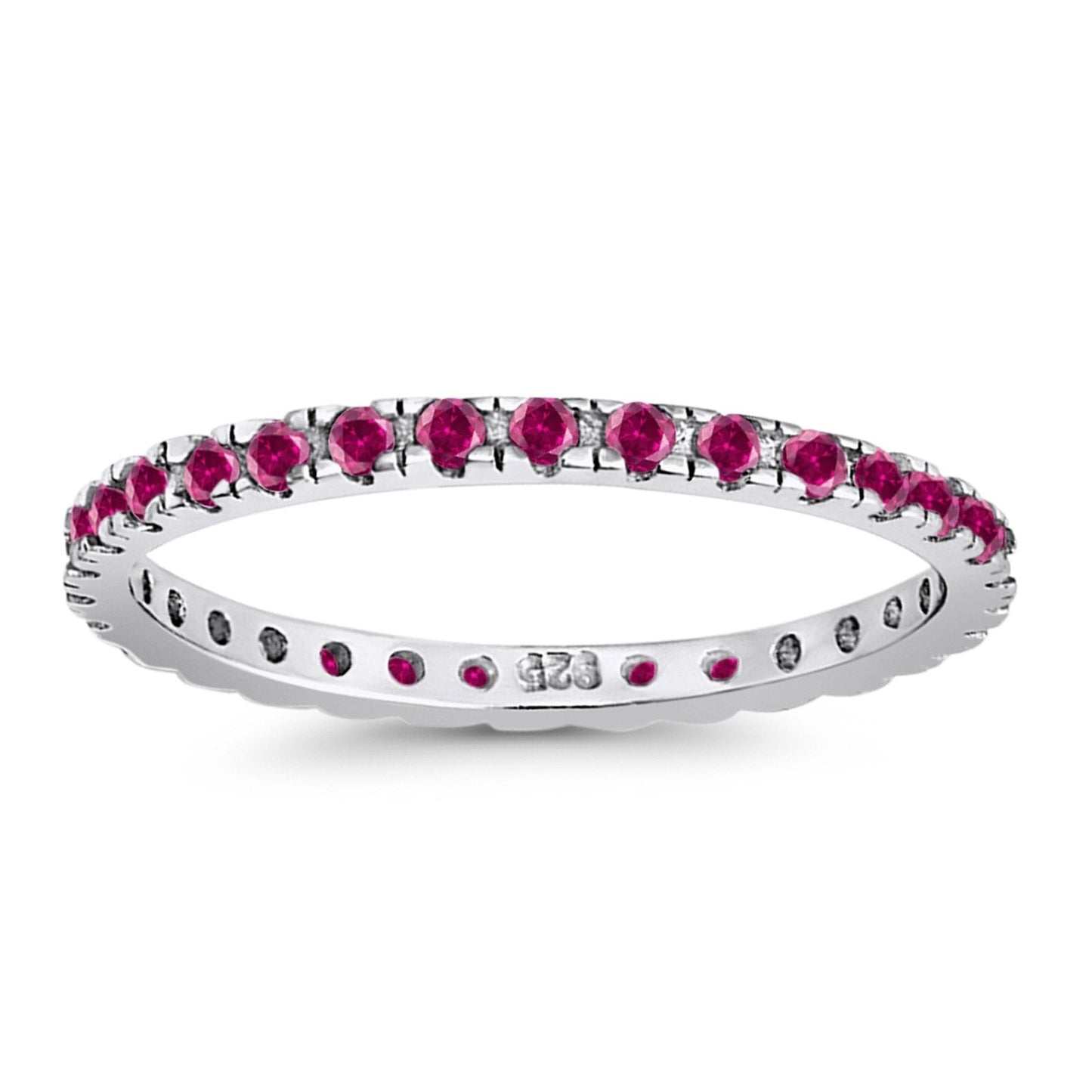 Stackable Ring Round Eternity Simulated Ruby CZ