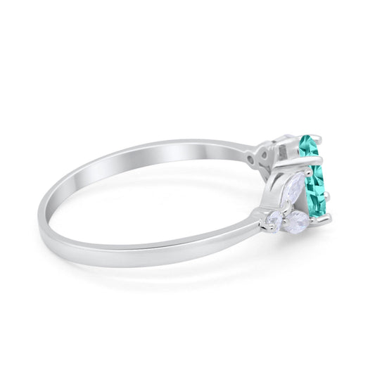 Art Deco Oval Engagement Ring Simulated Paraiba Tourmaline CZ