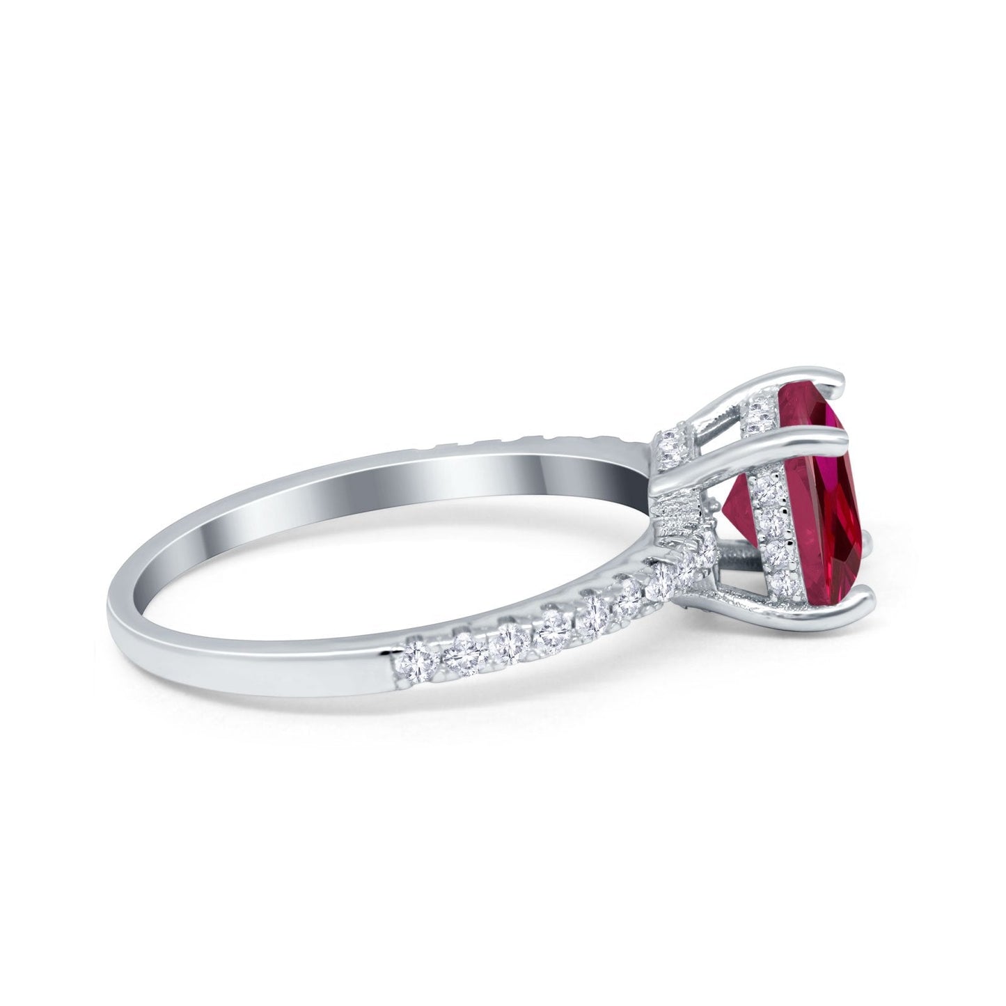 Vintage Cushion Cut Engagement Ring Simulated Ruby CZ