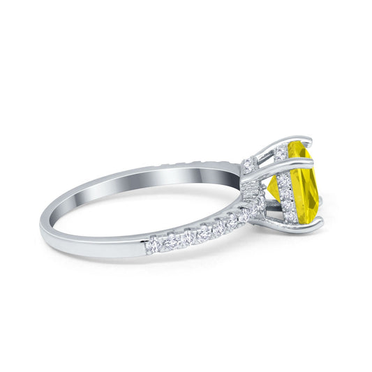 Vintage Cushion Cut Engagement Ring Simulated Yellow CZ