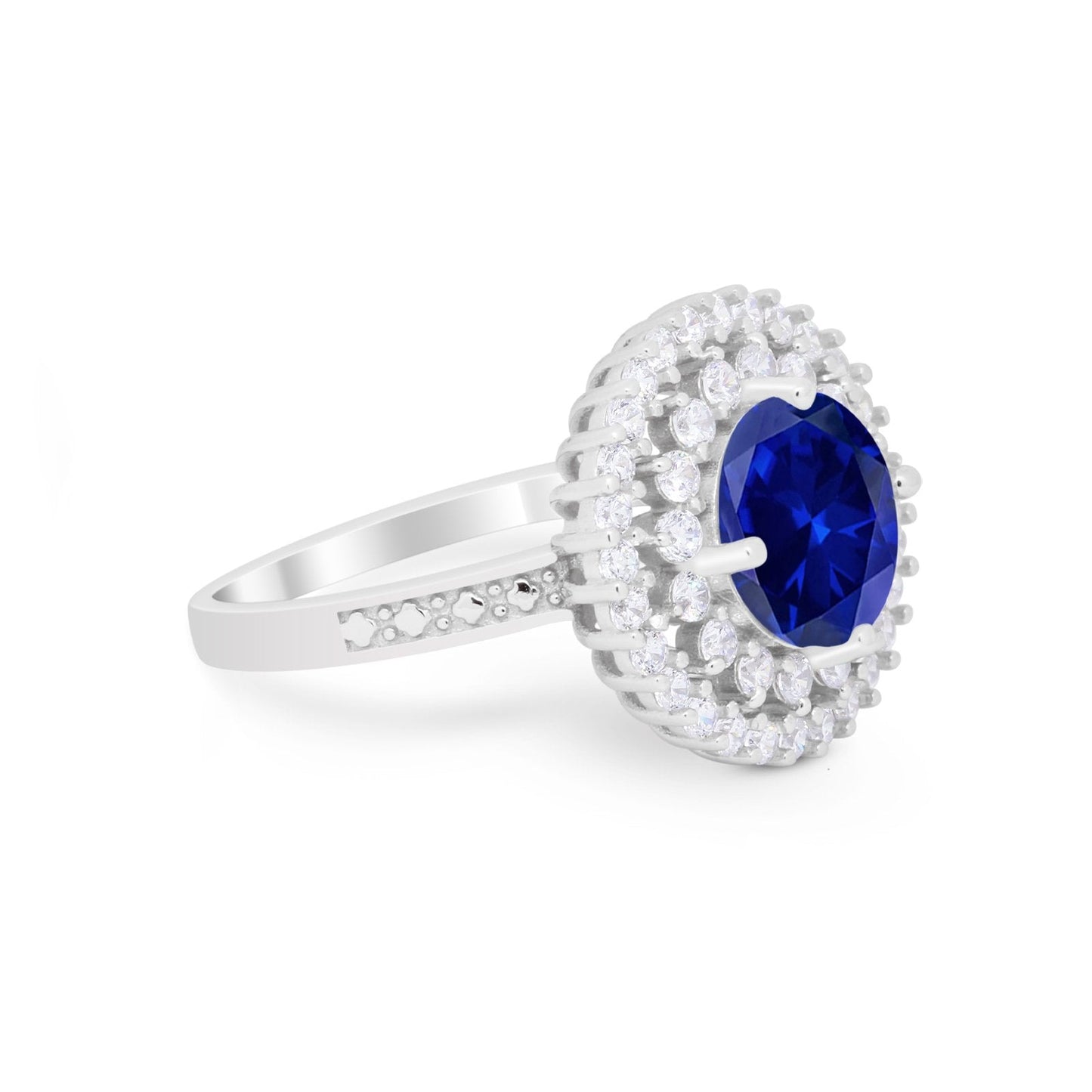 Cocktail Round Simulated Blue Sapphire CZ Wedding Ring