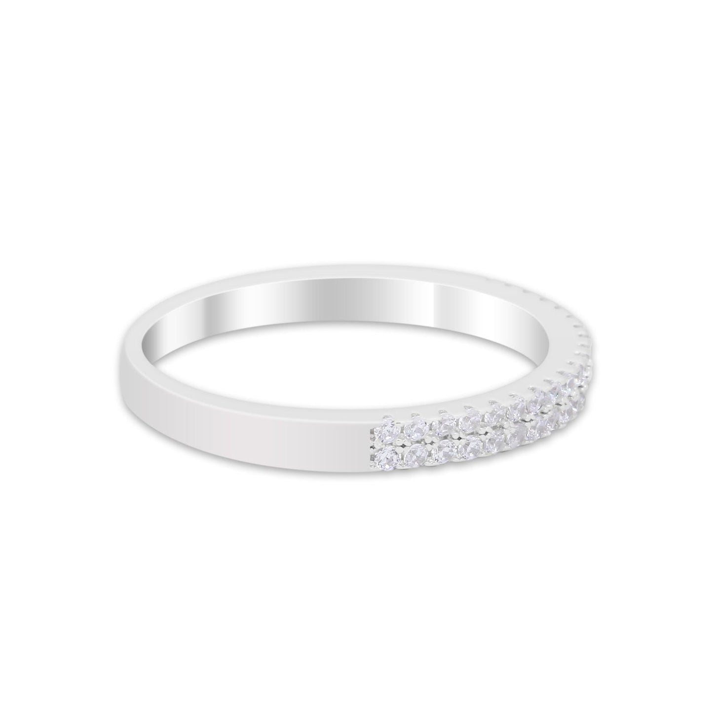 Curved Wedding Thumb Eternity Double Row Pave Simulated CZ Ring