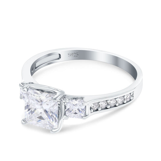 Princess Cut Art Deco Wedding Ring Simulated Cubic Zirconia