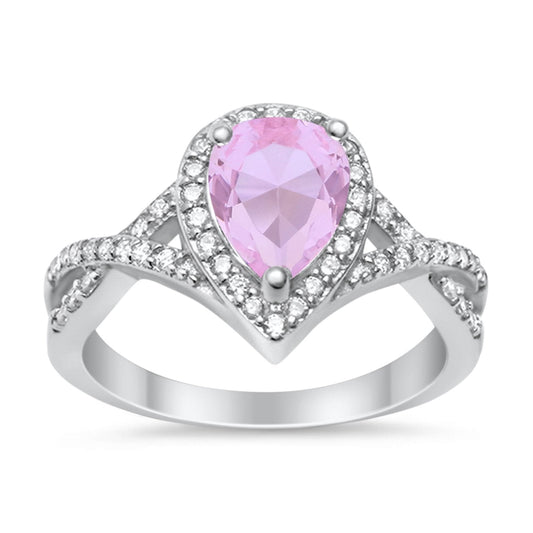 Teardrop Wedding Promise Ring Infinity Simulated Pink Morganite CZ