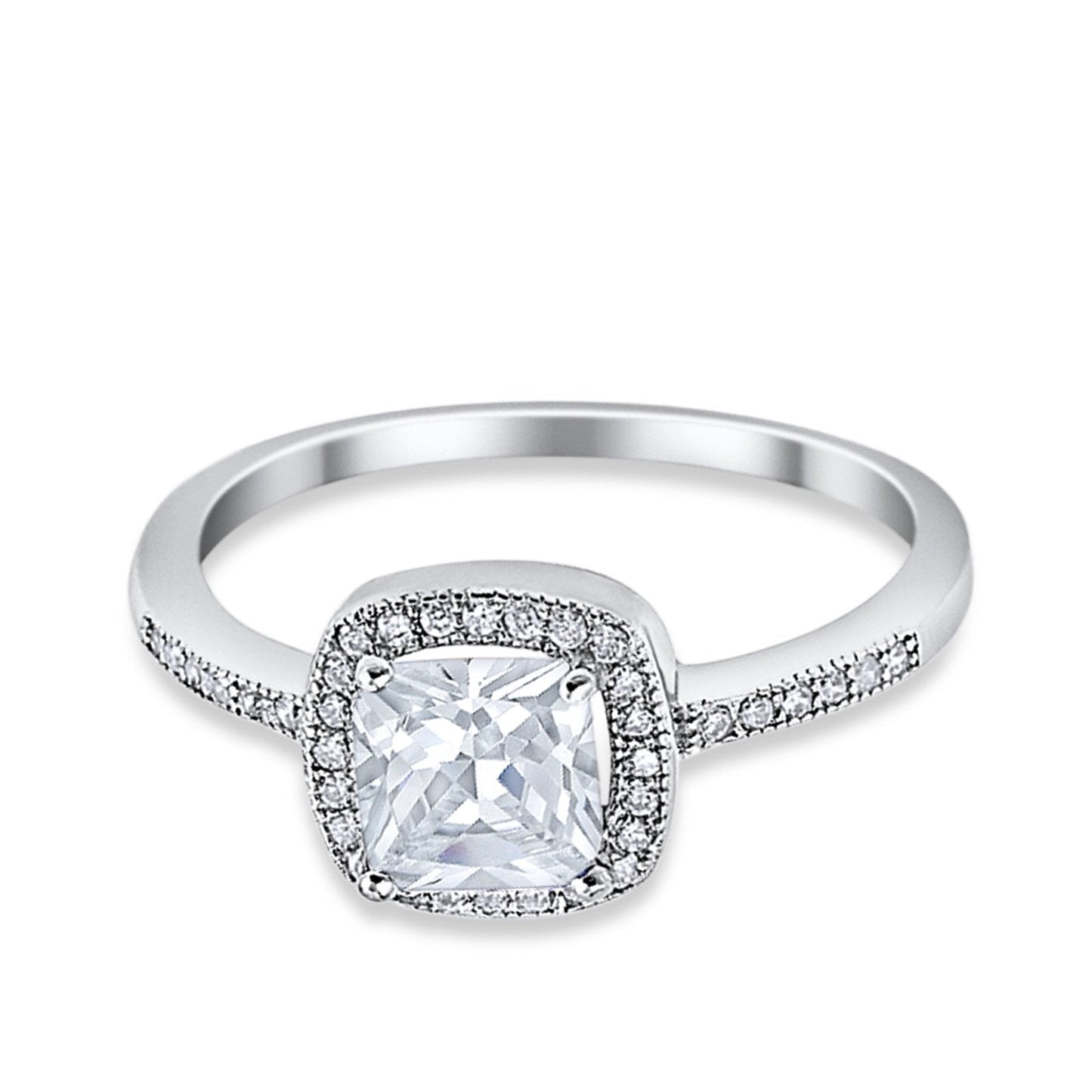 Halo Accent Engagement Ring Simulated Cubic Zirconia