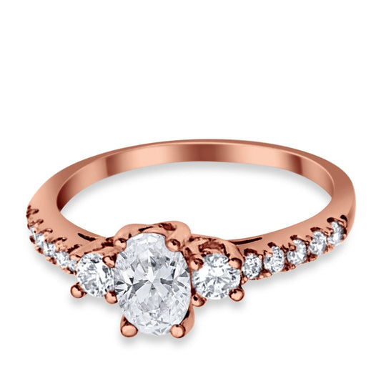 Accent Oval Rose Tone, Simulated Cubic Zirconia Wedding Ring