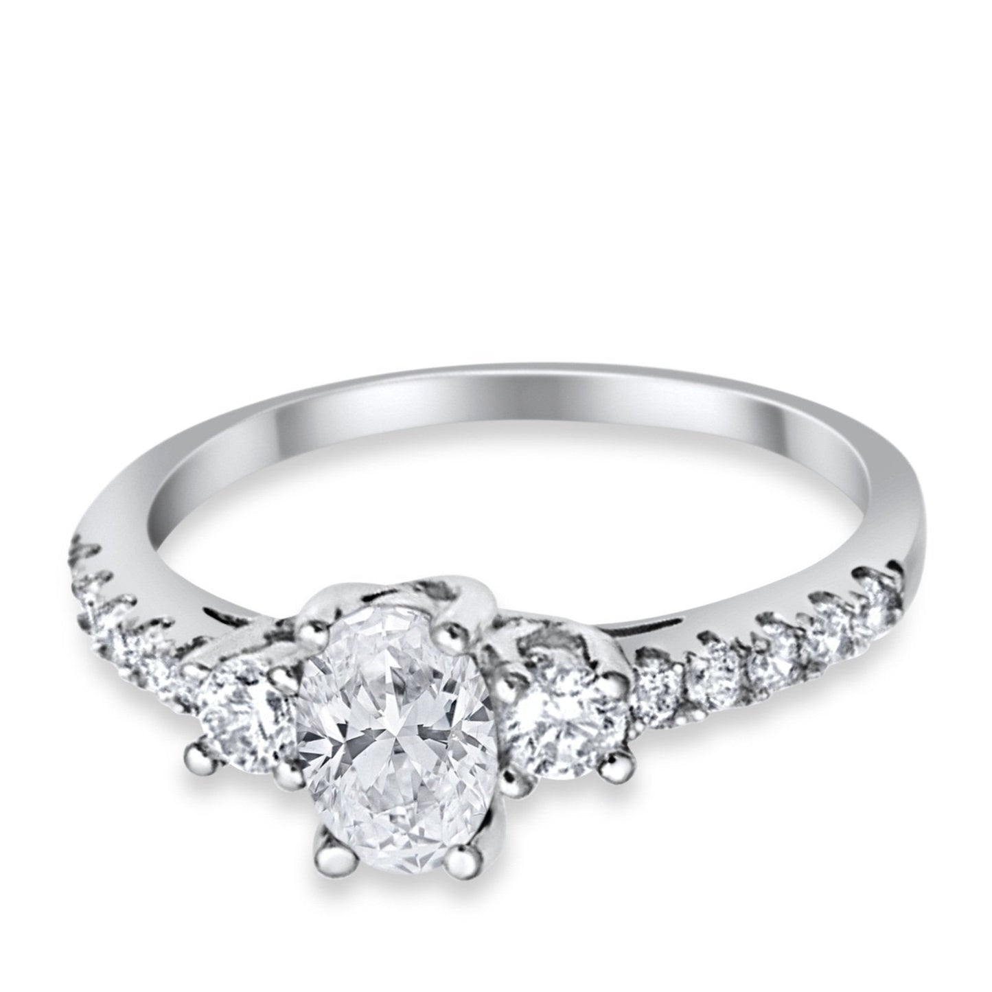 Accent Oval Simulated Cubic Zirconia Wedding Ring