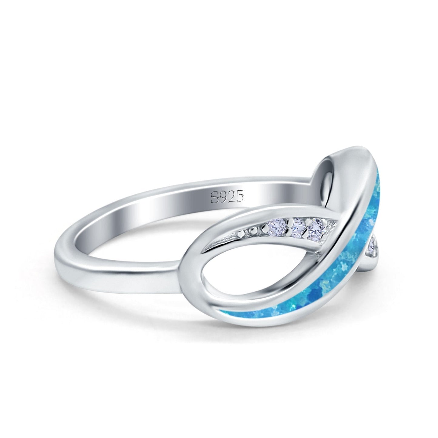 Infinity Ring Lab Created Blue Opal Round Simulated Cubic Zirconia