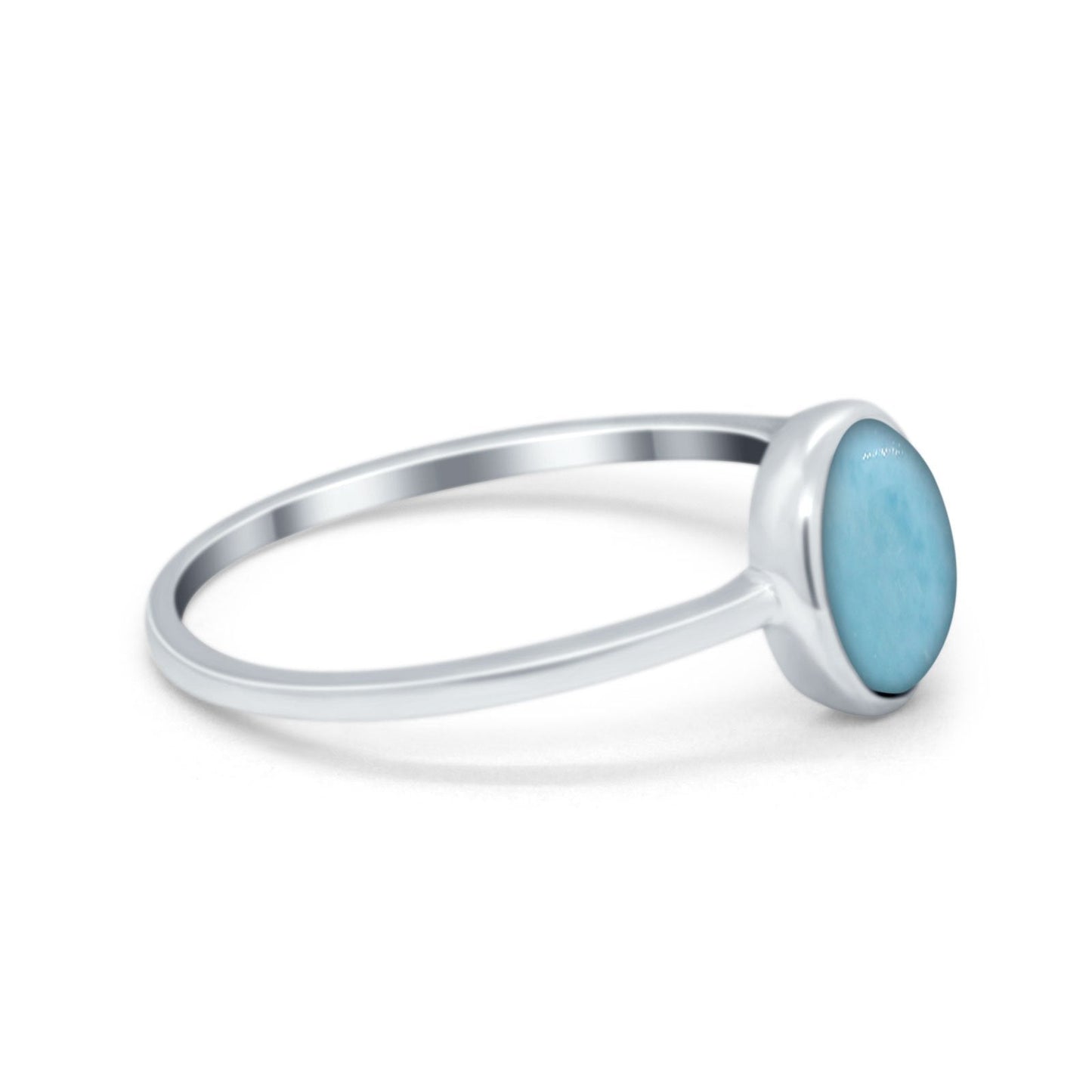 Solitaire Oval Simulated Larimar CZ Stone Thumb Ring