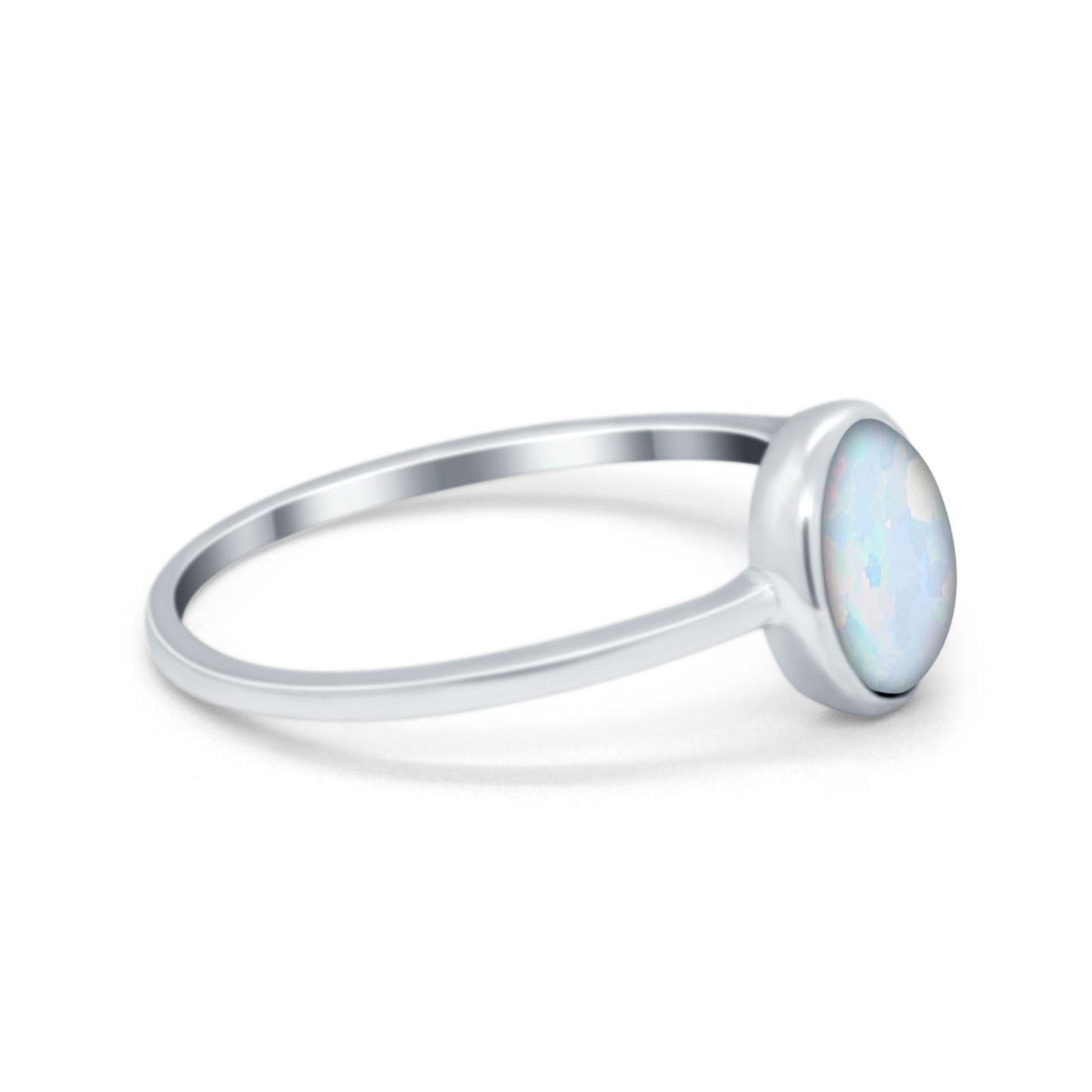 Solitaire Oval Lab Created White Opal Stone Thumb Ring