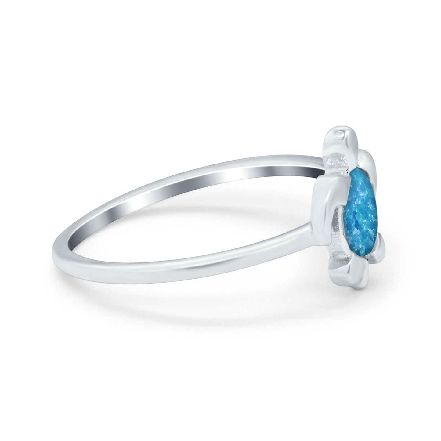 Turtle Lab Created Blue Opal Ring