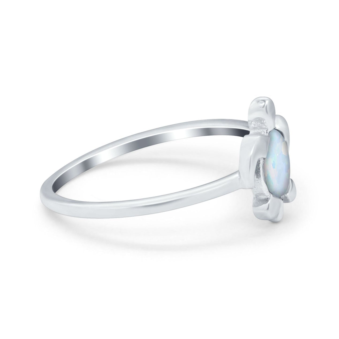 Turtle Lab Created White Opal Ring