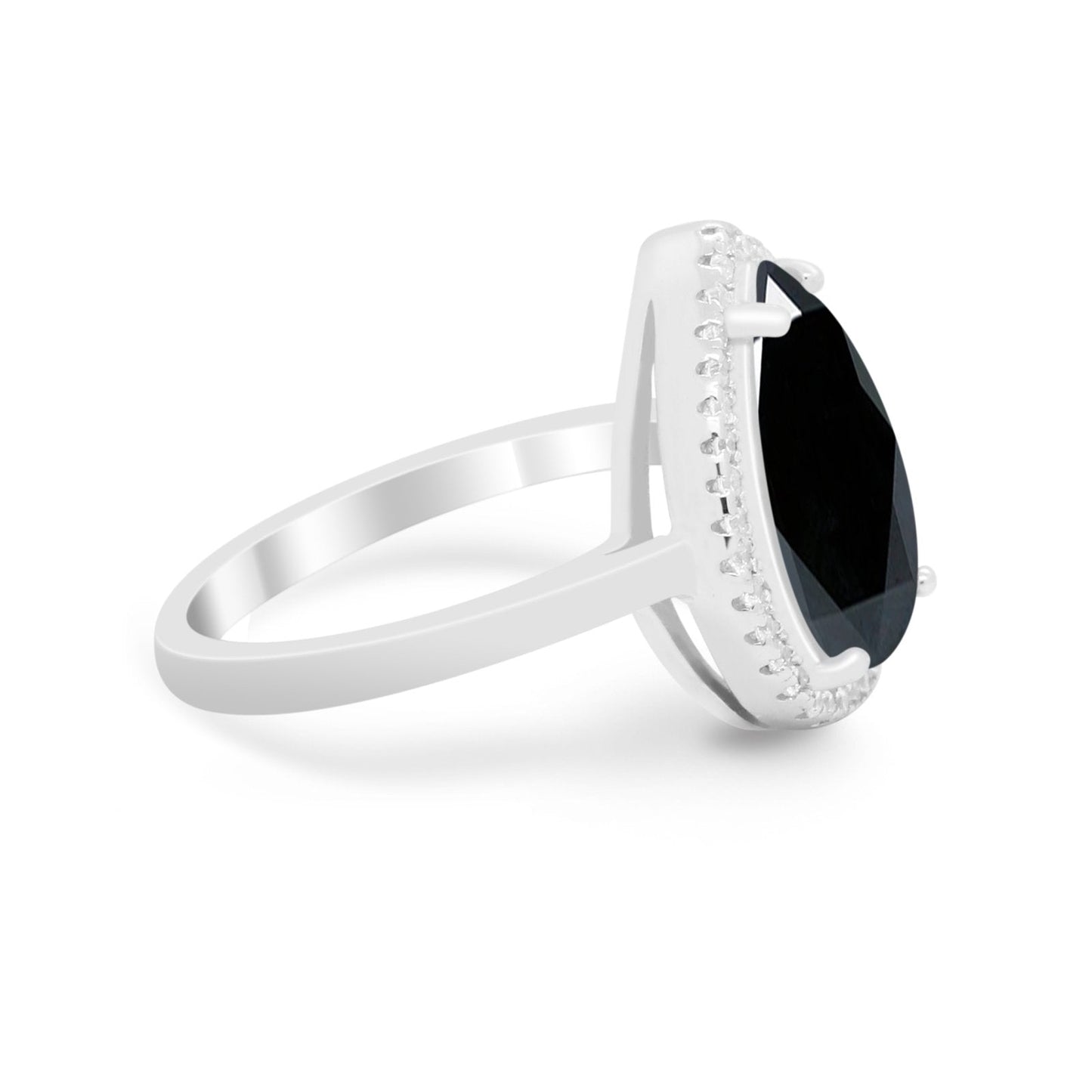 Halo Teardrop Wedding Ring Pear Simulated Cubic Zirconia