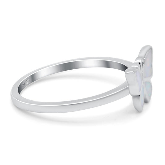 Butterfly Ring Band Lab Created White Opal (8mm)