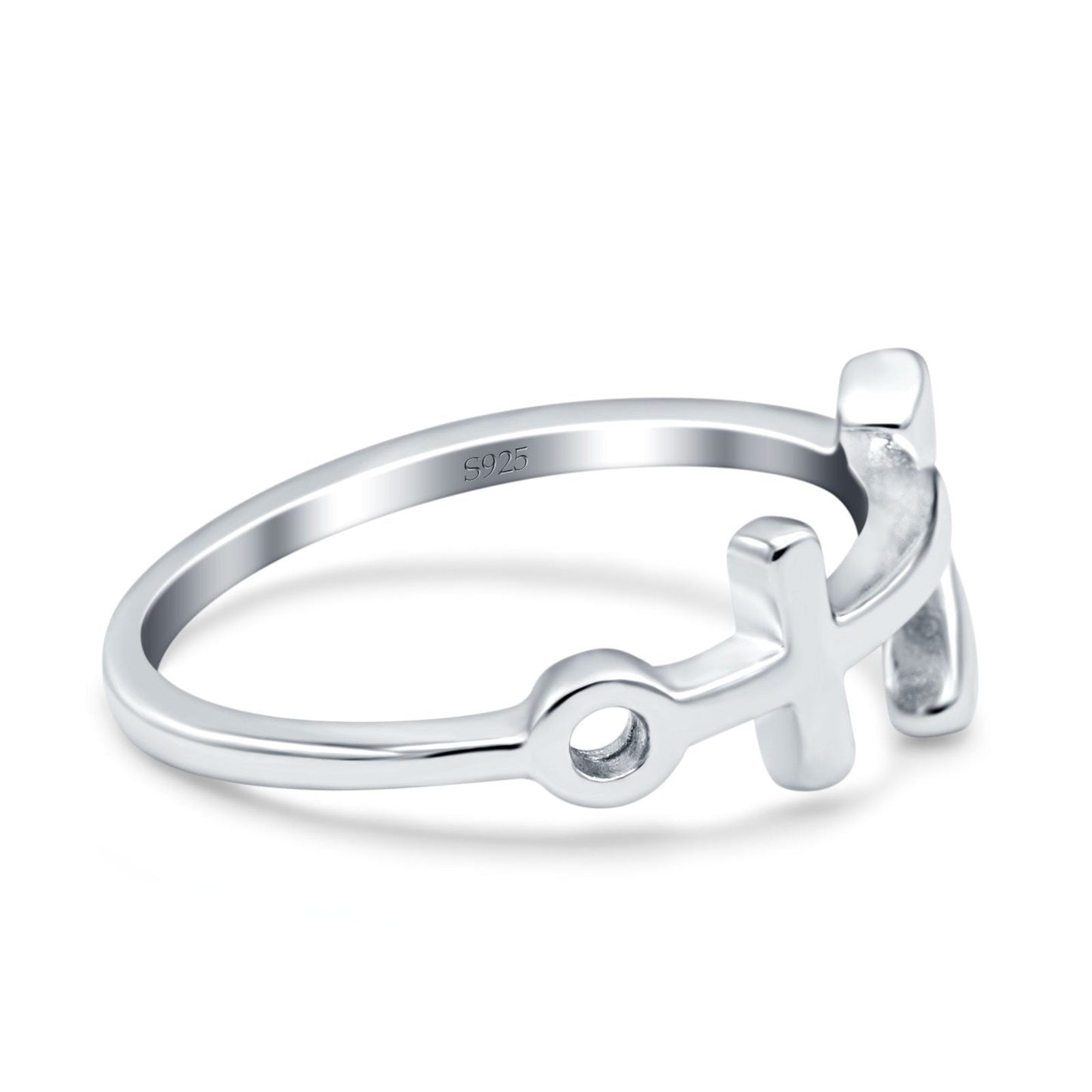 Anchor Band Rhodium Plated Thumb Ring (10mm)