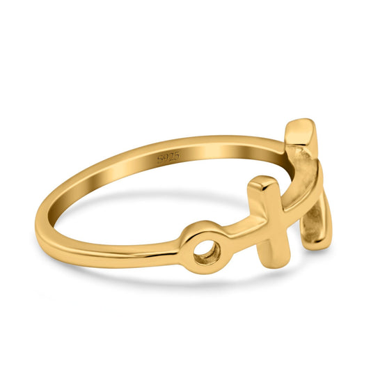 Anchor Band Yellow Tone Thumb Ring (10mm)