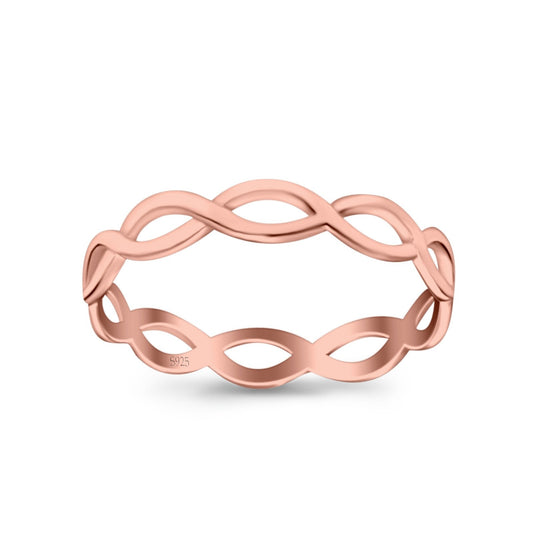 Full Eternity Infinity Braided Crisscross Rose Tone Band Ring (3mm)