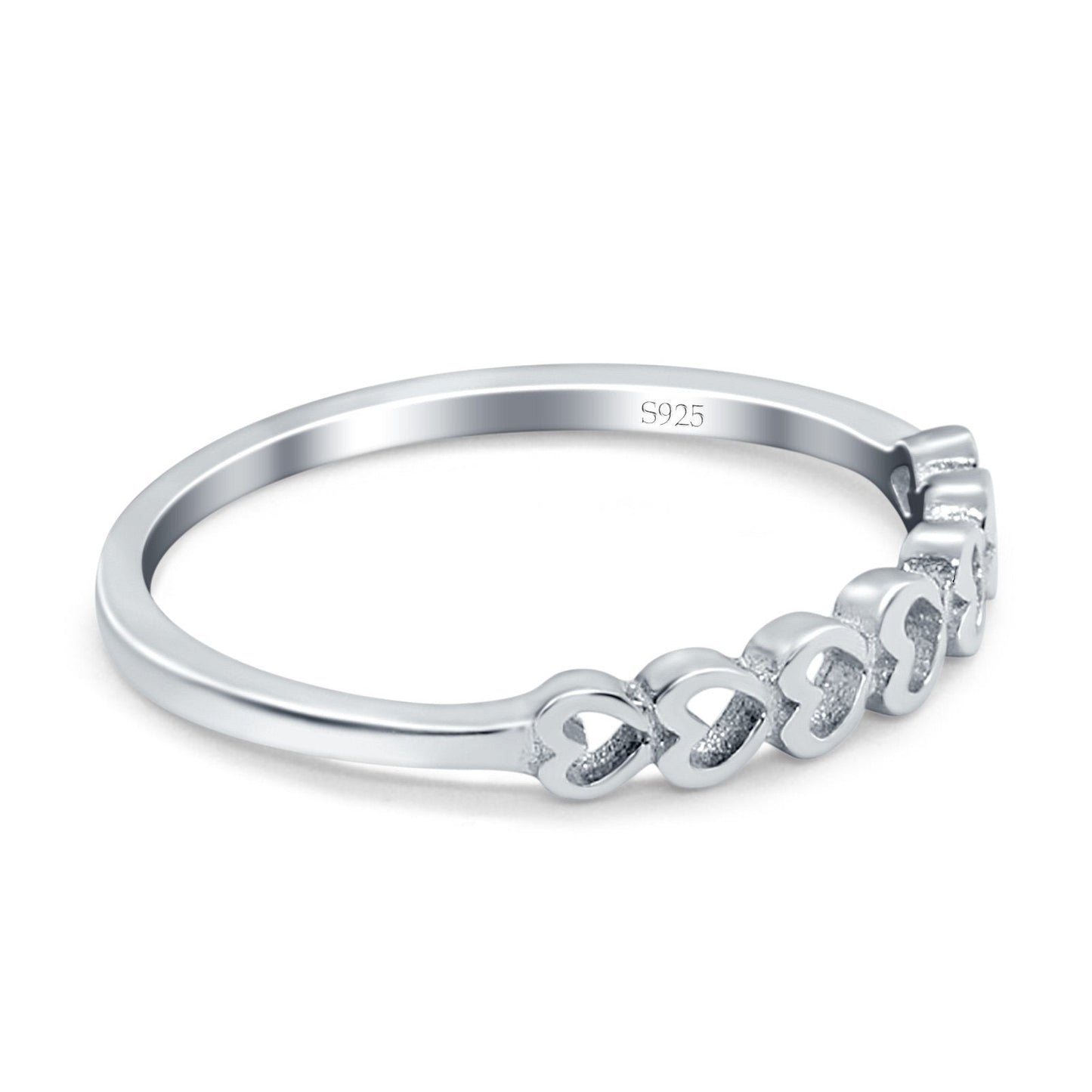 Hearts Band Rhodium Plated Ring