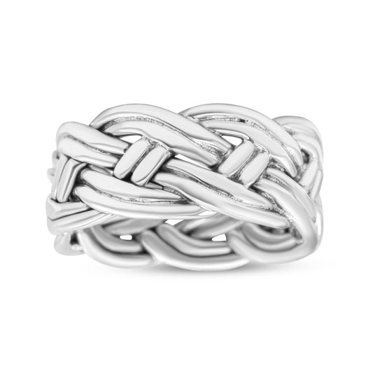 Rope Celtic Woven Knot Infinity Braided Style Oxidized Band Thumb Ring 8mm(0.31)