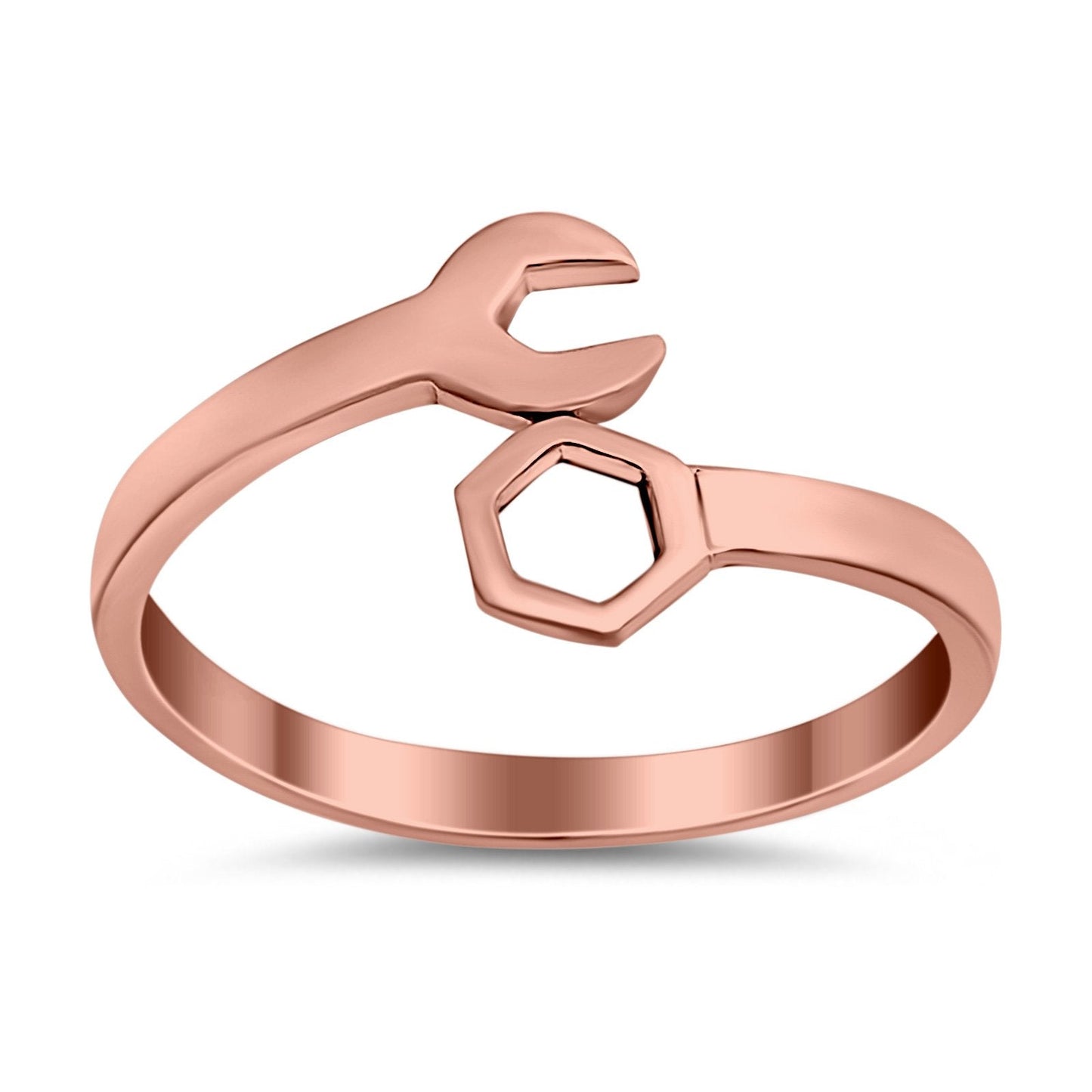 Mechanical Wrench Band Rose Tone, Plain Ring