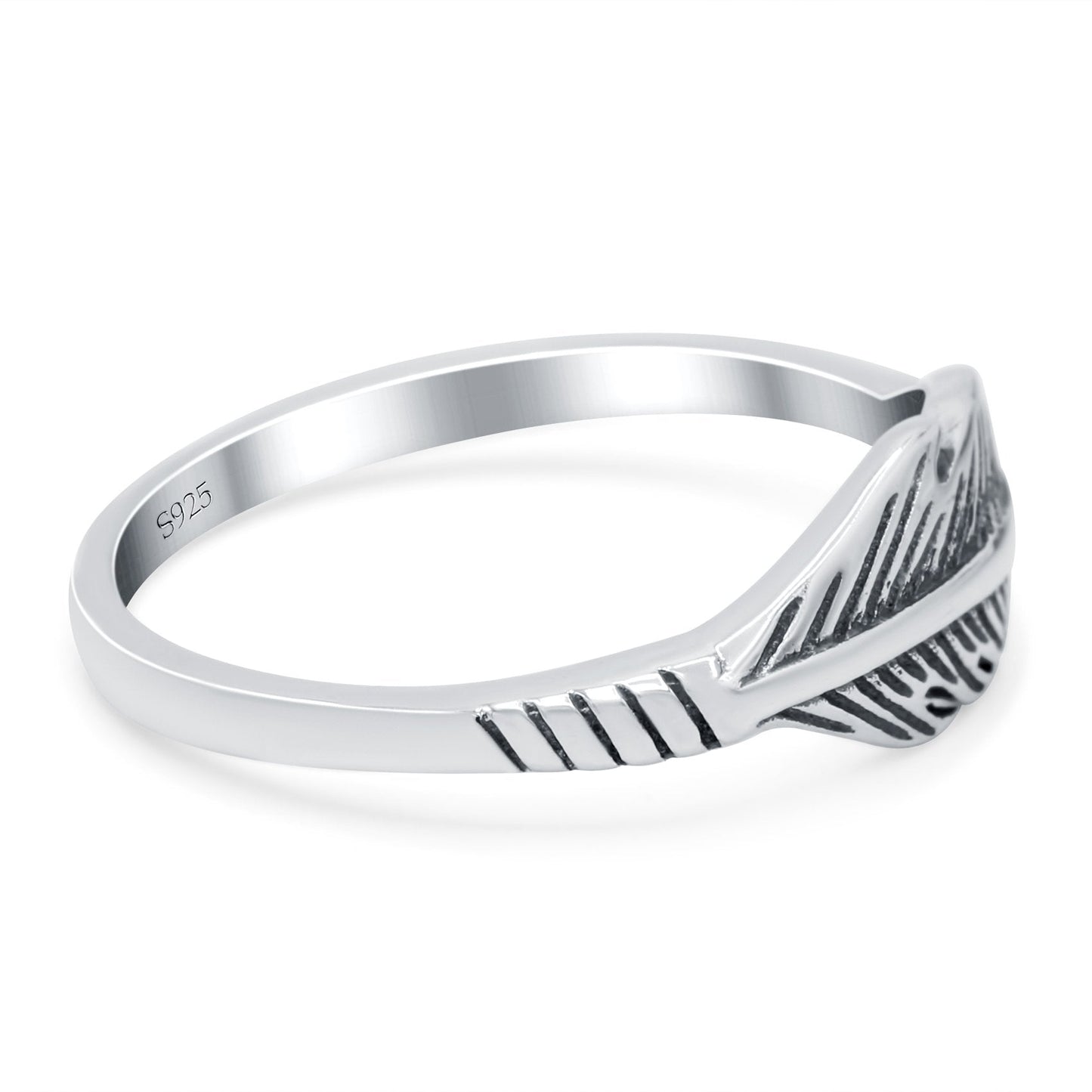 Feather Oxidized Band Thumb Ring (7mm)