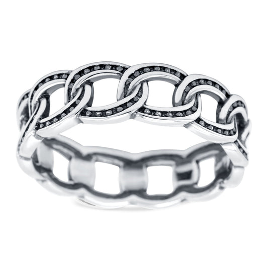 Chain Oxidized Band Thumb Ring (6mm)