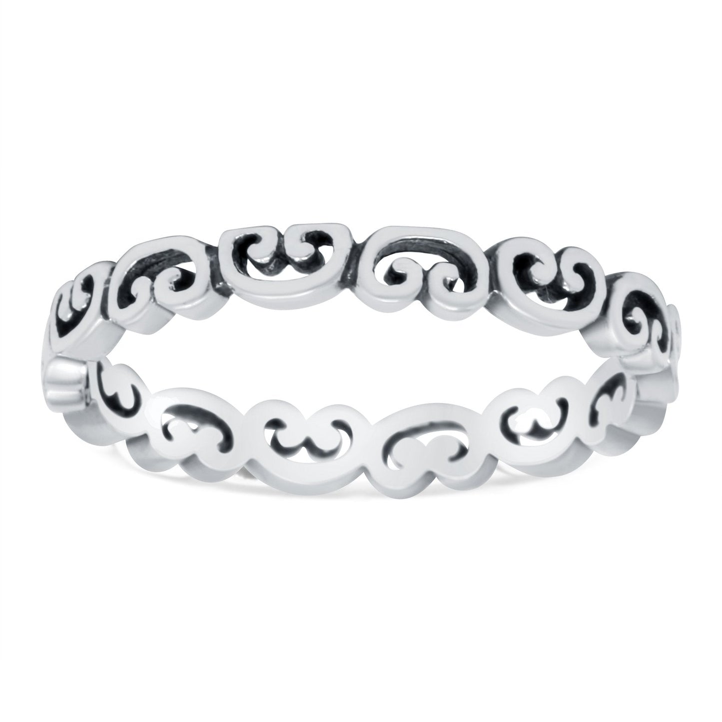 Heart Filigree Thumb Ring Band Oxidized (3mm)