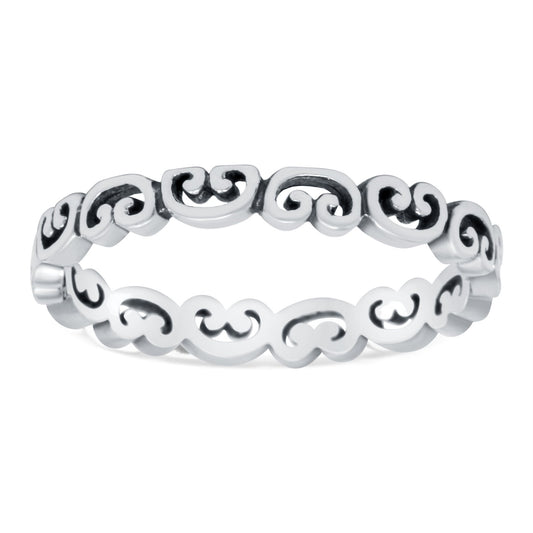 Heart Filigree Thumb Ring Band Oxidized (3mm)