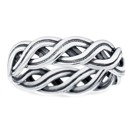 Crisscross Ring Oxidized Band (5mm)