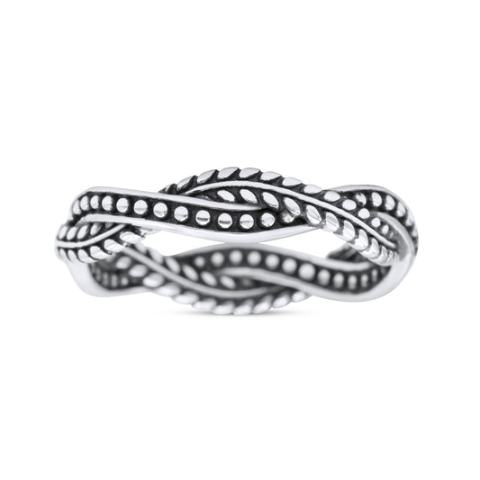 Infinity Weave Twisted Leaf Style Oxidized Band Thumb Ring (4mm)
