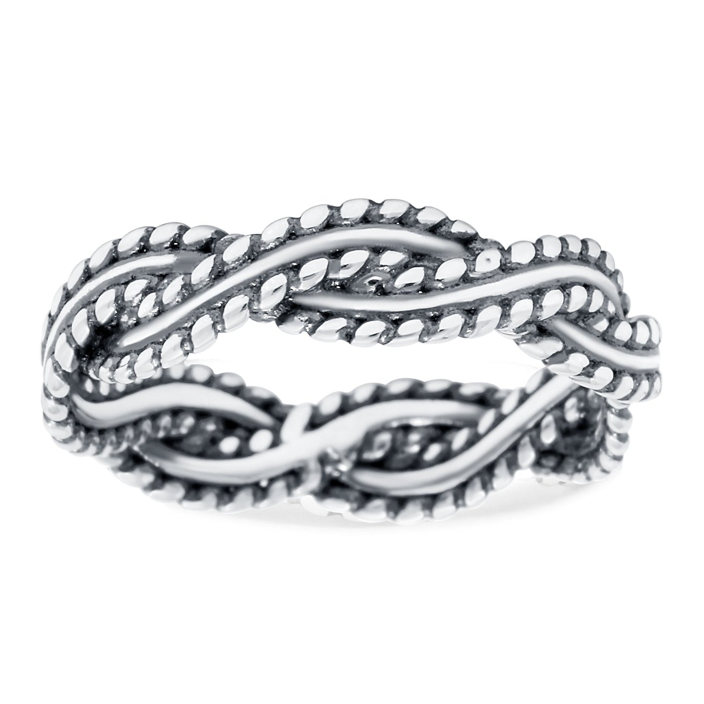 Oxidized Braided Band Ring  (5mm)