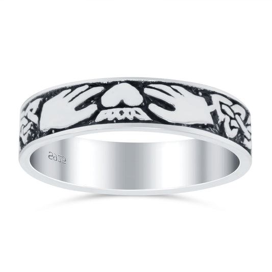 Claddagh Band Oxidized Ring (5mm)