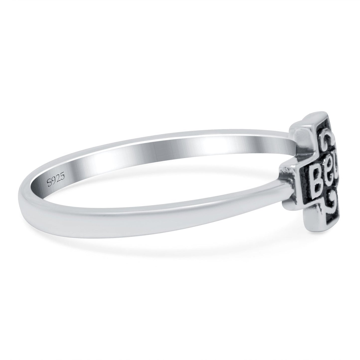 Believe Cross Band Oxidized Ring (7mm)