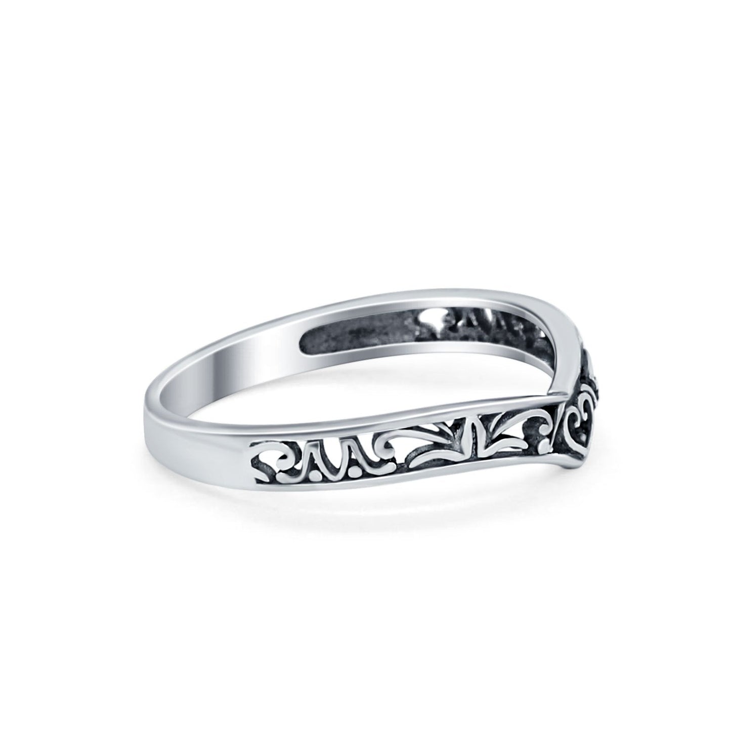  Filigree Midi Thumb Ring V Band