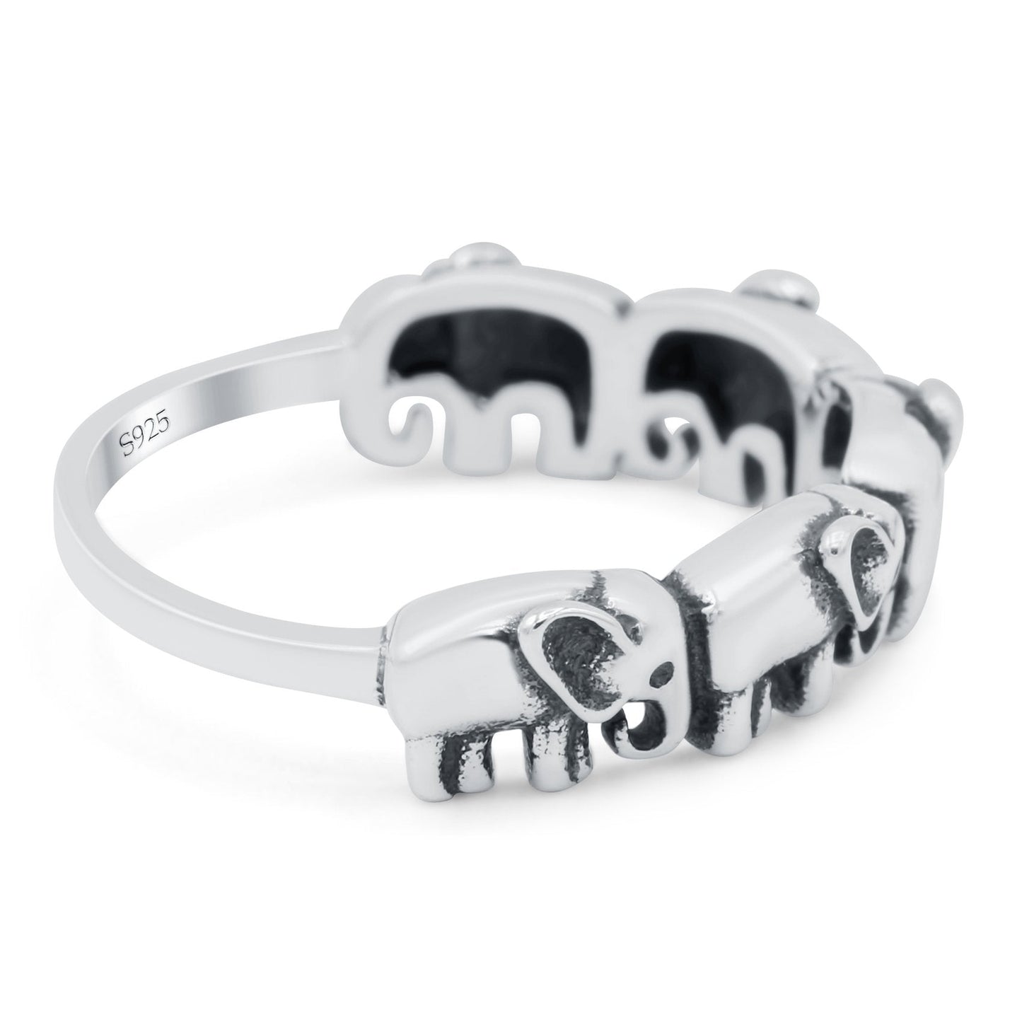 Elephants Oxidized Band Thumb Ring (5.5mm)