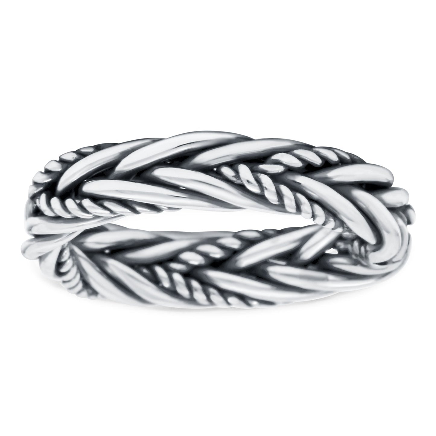 Celtic Rope Braid Ring Oxidized Band (4mm)