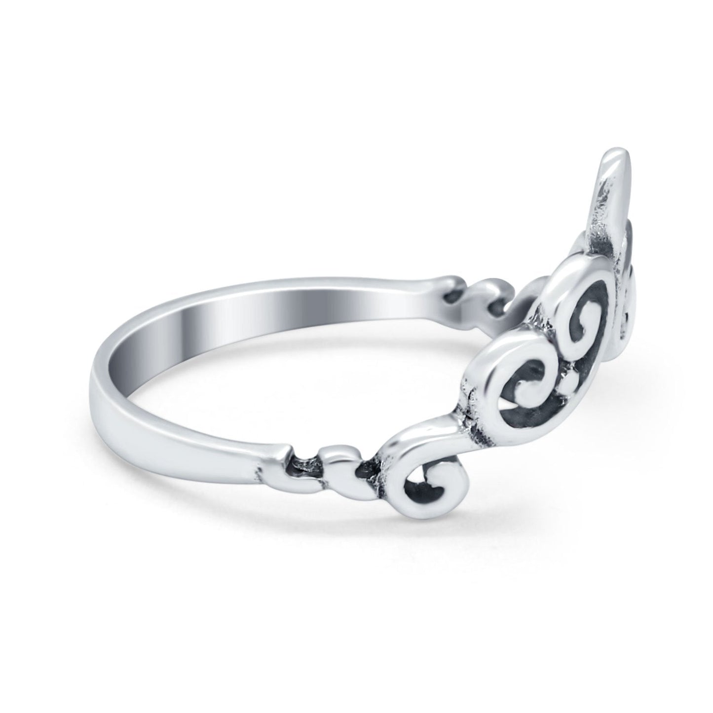 Heart Filigree Thumb V Chevron Midi Band Ring