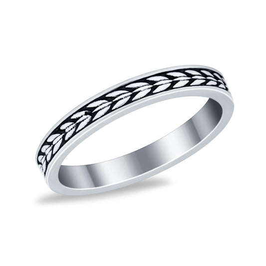 Art Deco Thin Design Smart Oxidized Round Band Ring