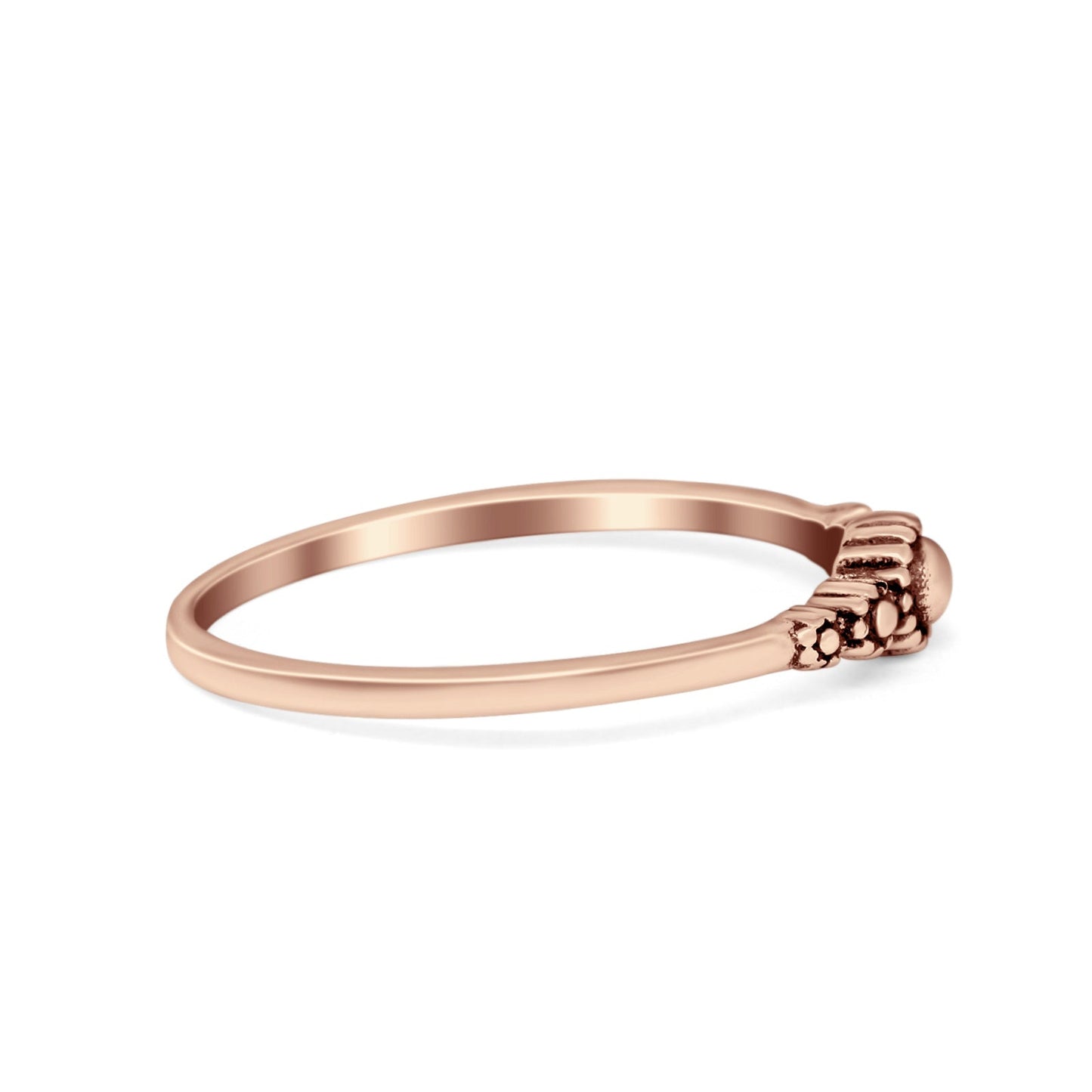 Petite Dainty Band Rose Tone Oxidized Plain Ring