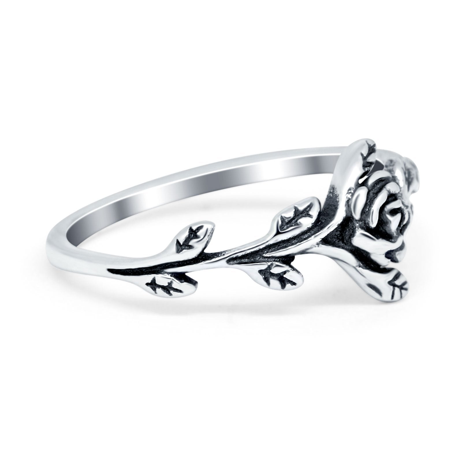 Sideways Leaf Rose Ring