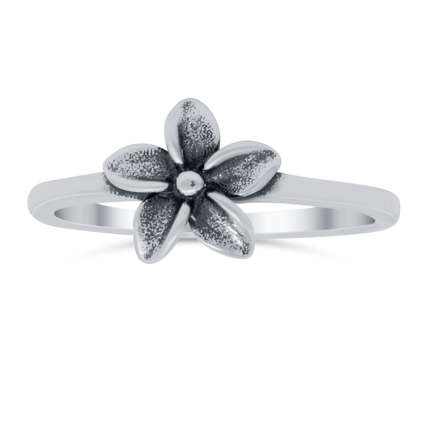 Plumeria Band Oxidized Thumb Ring (9mm)