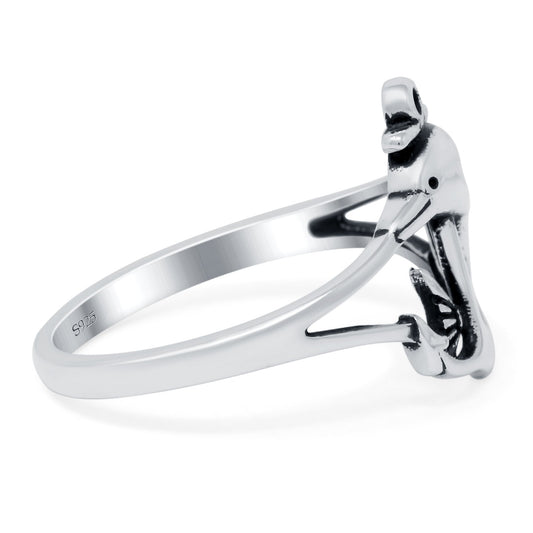 Dolphins & Anchor Oxidized Band (14mm)