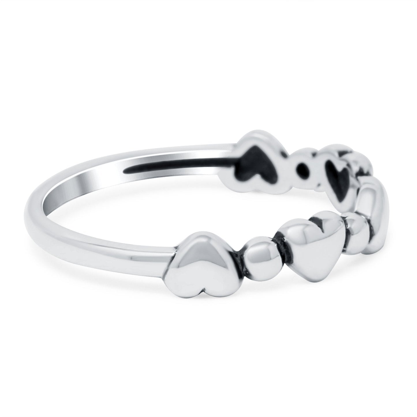 Dots and Hearts Band Oxidized Thumb Ring (3.5mm)