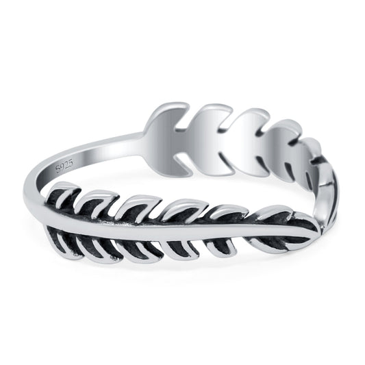 Fern Leaves Ring Oxidized Band Thumb Ring (5mm)