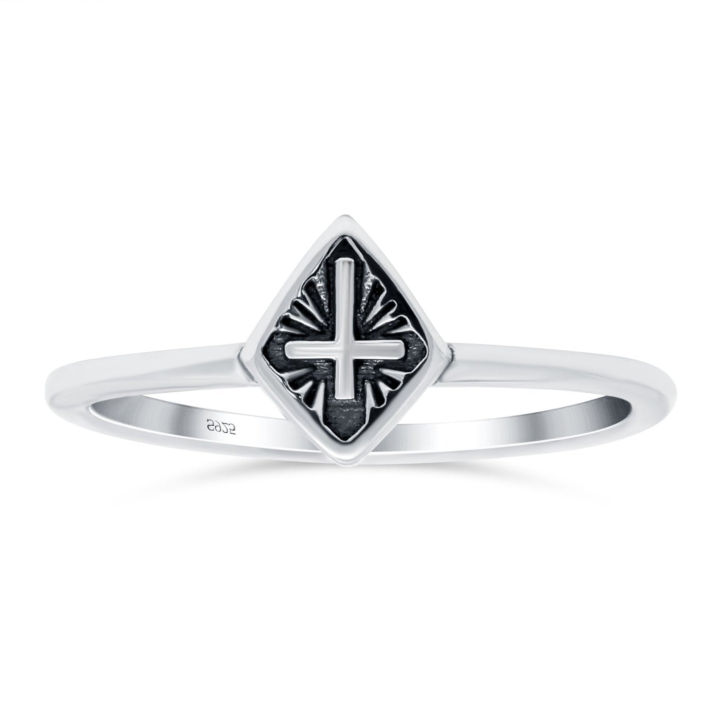 Cross Band Oxidized Thumb Ring (8mm)